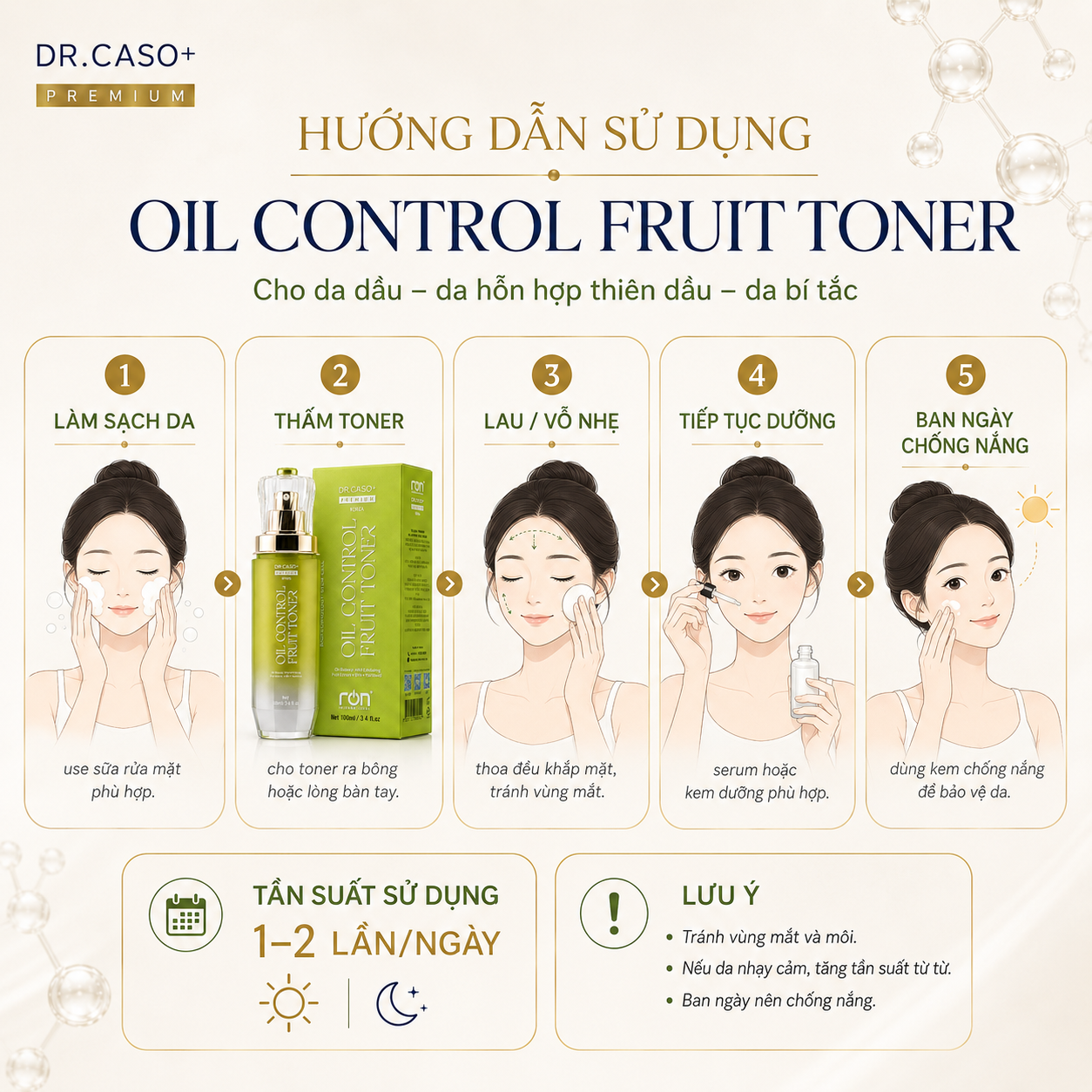 DR.CASO+ PREMIUM OIL CONTROL FRUIT TONER/Nước Cân Bằng Kiểm Soát Dầu Đa Tầng – Công Nghệ Chiết Xuất Trái Cây Sinh Học